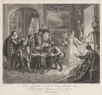 KG 12973
<br/>
Don Quichot vraagt raad aan het betoverde hoofd.
<br/>
<em>Joullain, François (1697-1778)</em>